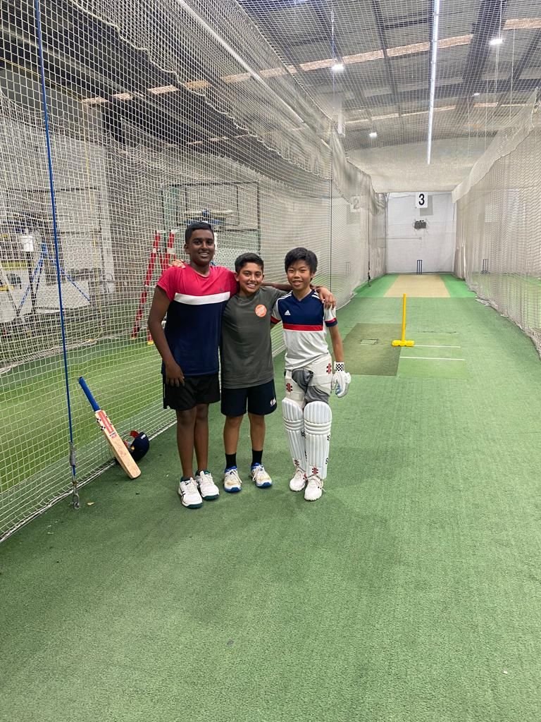 Young players ready at the practice nets