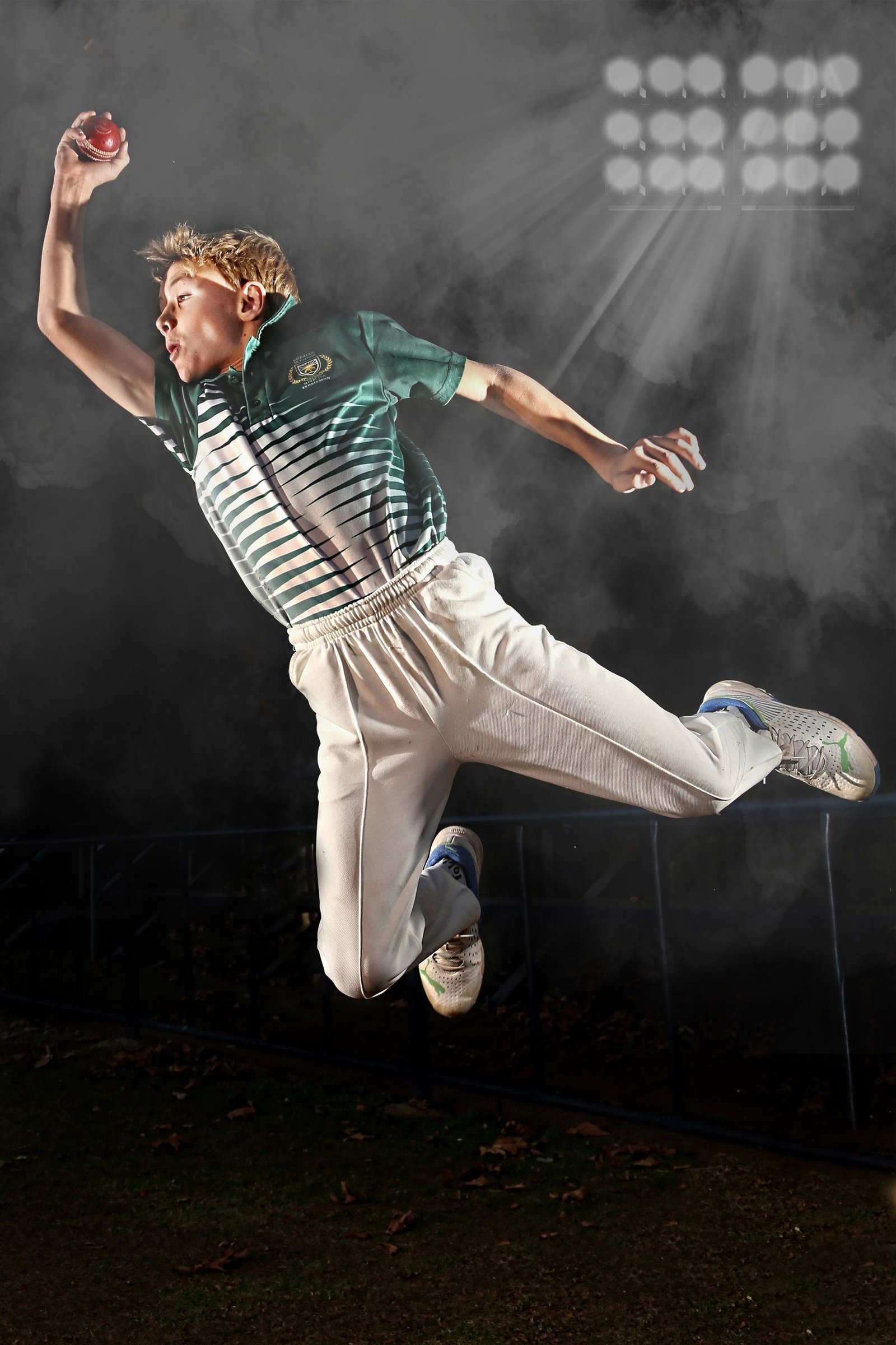 Cricketer making an athletic diving catch